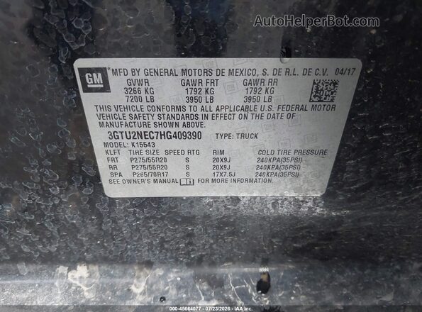3GTU2NEC7HG409390 2017 GMC SIERRA Черный Вид подкапотного пространства