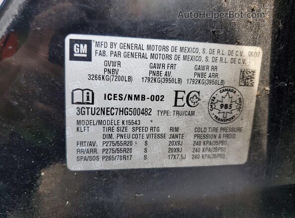 3GTU2NEC7HG500482 2017 GMC SIERRA Черный Вид наклейки с VIN-кодом