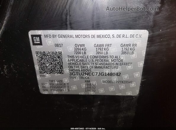 3GTU2NEC7JG148042 2018 GMC SIERRA Black ძრავის განყოფილების ხედი