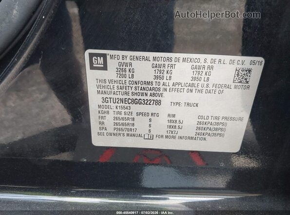 3GTU2NEC8GG322788 2016 GMC SIERRA Black Widok komory silnika