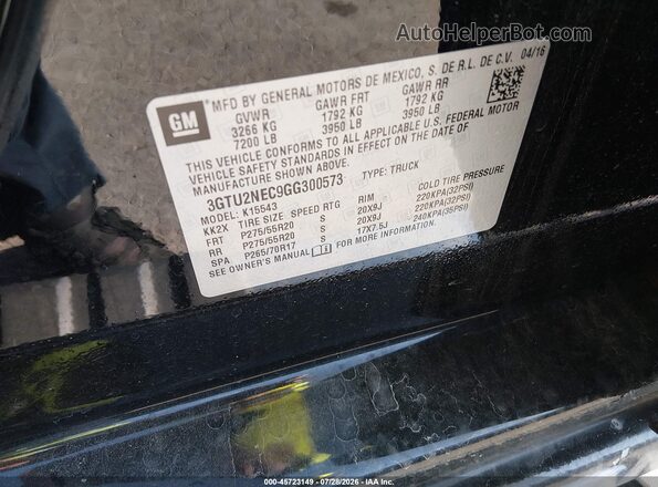 3GTU2NEC9GG300573 2016 GMC SIERRA Black Widok komory silnika