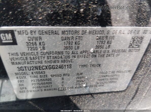 3GTU2NECXGG246118 2016 GMC SIERRA Gray ძრავის განყოფილების ხედი