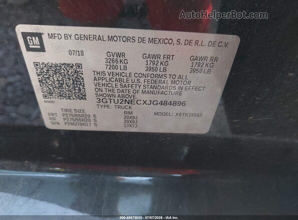 3GTU2NECXJG484896 2018 GMC SIERRA Black Vista del compartimento del motor
