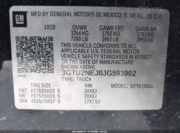 3GTU2NEJ0JG593902 2018 GMC SIERRA Black Շարժիչի բաժամունքի տեսք