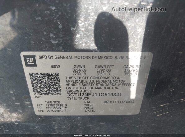 3GTU2NEJ1JG519341 2018 GMC SIERRA Серый Вид подкапотного пространства