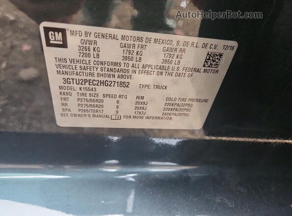 3GTU2PEC2HG271852 2017 GMC SIERRA Charcoal ძრავის განყოფილების ხედი