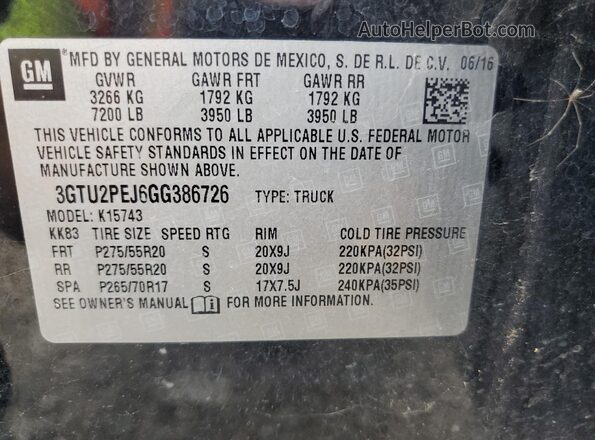 3GTU2PEJ6GG386726 2016 GMC SIERRA Black Engine compartment view