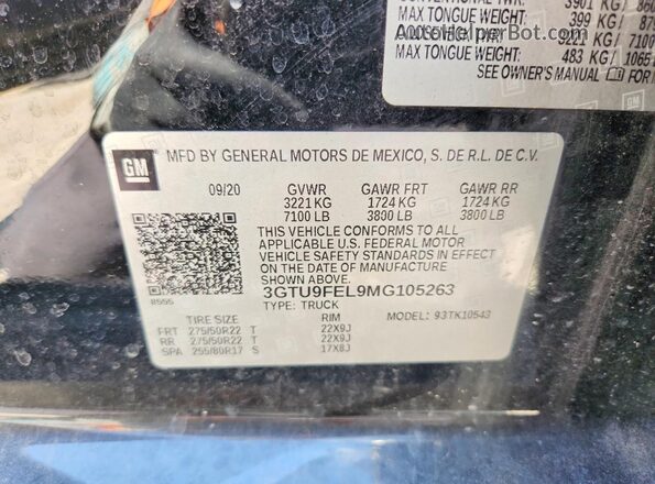 3GTU9FEL9MG105263 2021 GMC SIERRA Black Շարժիչի բաժամունքի տեսք