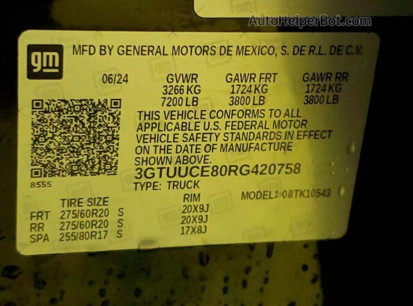 3GTUUCE80RG420758 2024 GMC SIERRA Черный Вид подкапотного пространства