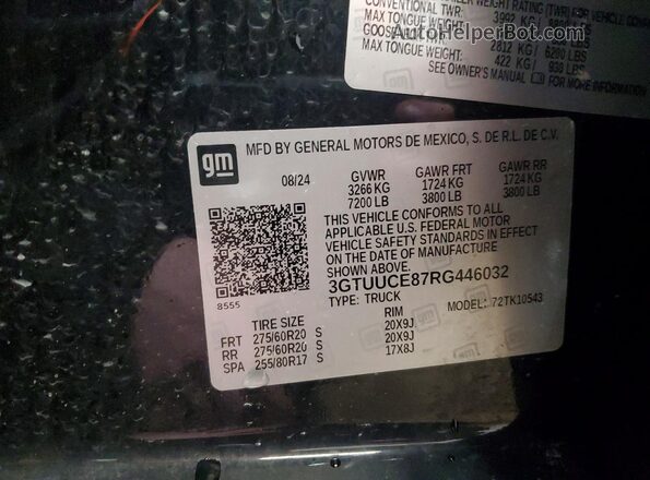 3GTUUCE87RG446032 2024 GMC SIERRA Black Engine compartment view