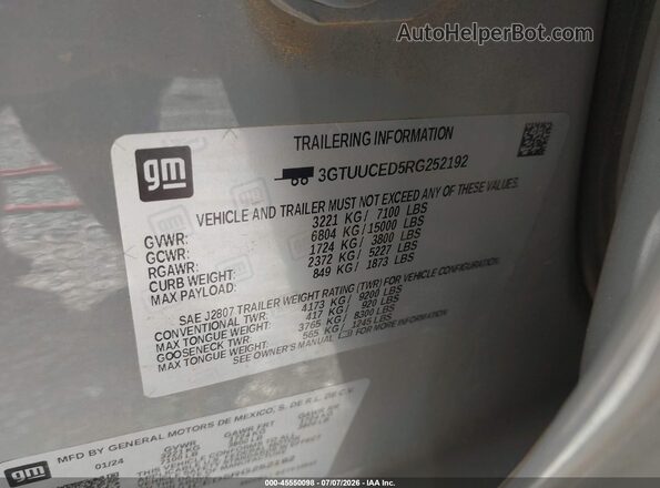 3GTUUCED5RG252192 2024 GMC SIERRA Light Blue Vista del compartimento del motor
