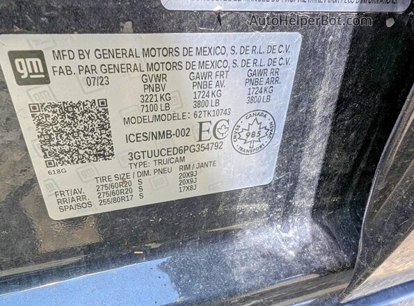 3GTUUCED6PG354792 2023 GMC SIERRA Charcoal Widok komory silnika