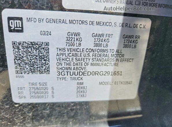 3GTUUDED0RG291651 2024 GMC SIERRA Black Շարժիչի բաժամունքի տեսք