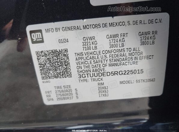 3GTUUDED5RG225015 2024 GMC SIERRA Black Engine compartment view