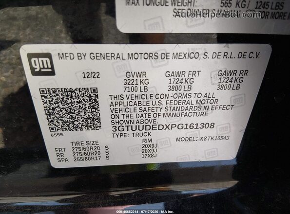 3GTUUDEDXPG161308 2023 GMC SIERRA Black Engine compartment view