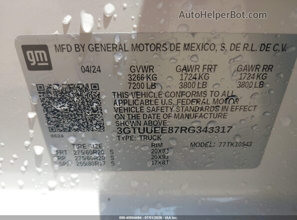3GTUUEE87RG343317 2024 GMC SIERRA White Вид підкапотного простору