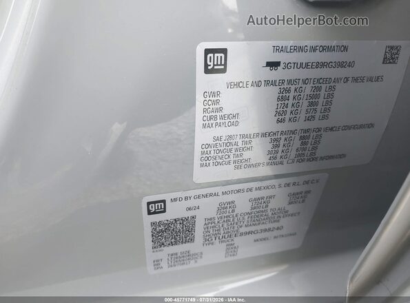 3GTUUEE89RG398240 2024 GMC SIERRA Gray ძრავის განყოფილების ხედი