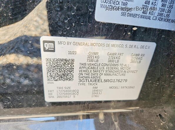 3GTUUEEL5RG176279 2024 GMC SIERRA Black Vista del compartimento del motor