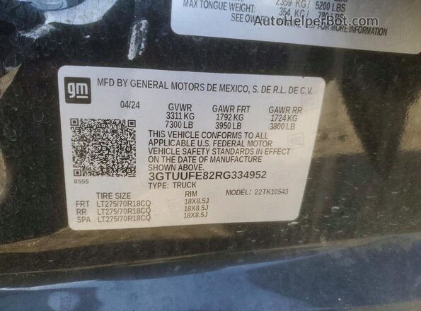 3GTUUFE82RG334952 2024 GMC SIERRA Черный Вид подкапотного пространства