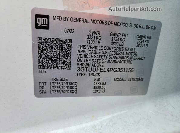 3GTUUFEL4PG351155 2023 GMC SIERRA Белый Вид подкапотного пространства