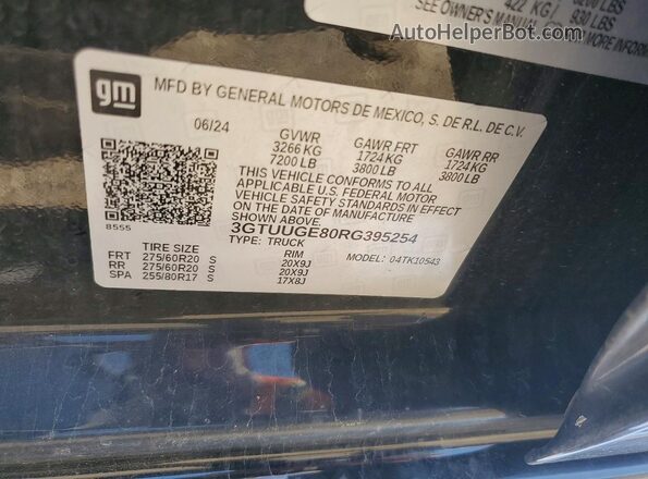3GTUUGE80RG395254 2024 GMC SIERRA Black Vista del compartimento del motor