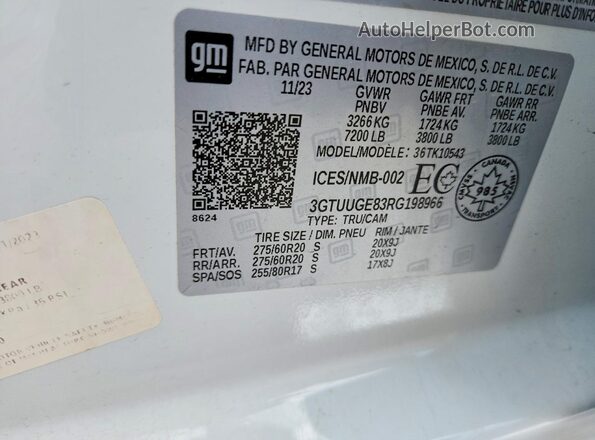 3GTUUGE83RG198966 2024 GMC SIERRA White Engine compartment view