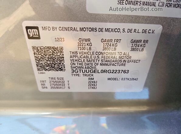 3GTUUGEL0RG223763 2024 GMC SIERRA Silver Engine compartment view