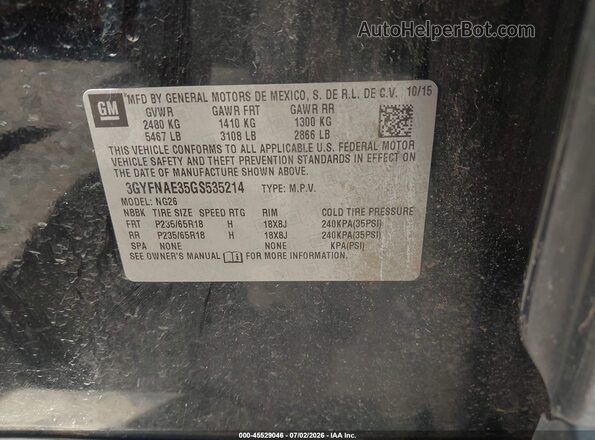 3GYFNAE35GS535214 2016 CADILLAC SRX Black Engine compartment view