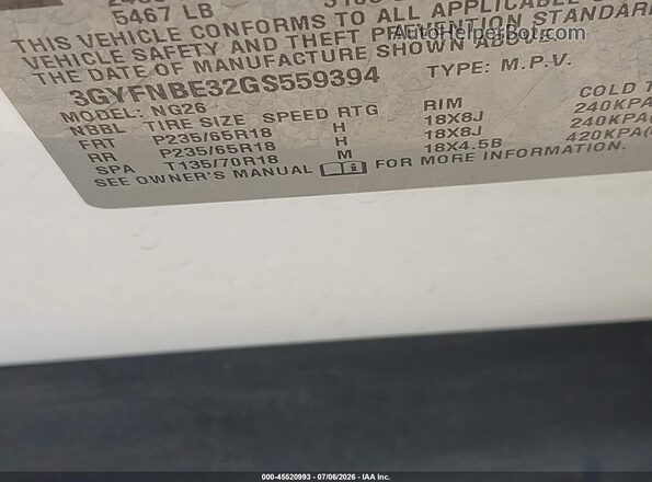 3GYFNBE32GS559394 2016 CADILLAC SRX White Engine compartment view