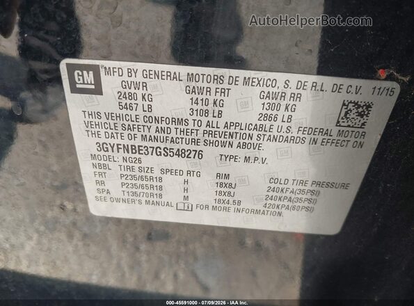 3GYFNBE37GS548276 2016 CADILLAC SRX Black Вид підкапотного простору