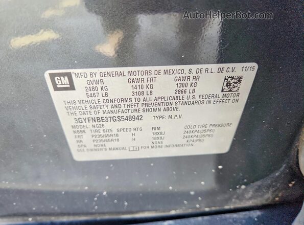 3GYFNBE37GS548942 2016 CADILLAC SRX Gray სალონის 360-გრადუსიანი ხედი