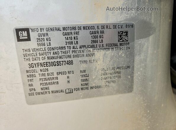 3GYFNEE30GS577488 2016 CADILLAC SRX Silver ძრავის განყოფილების ხედი