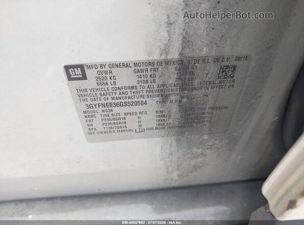 3GYFNEE36GS520504 2016 CADILLAC SRX Silver ძრავის განყოფილების ხედი