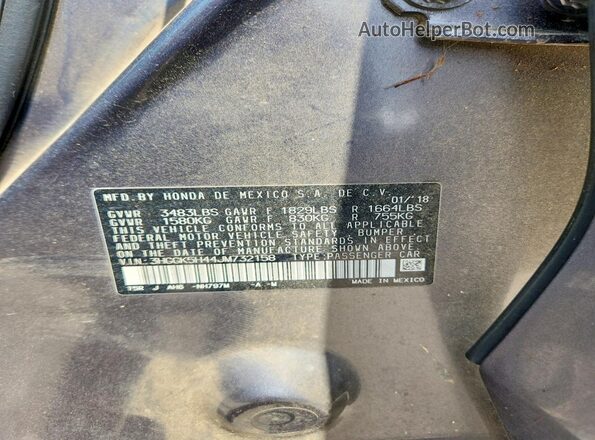 3HGGK5H44JM732158 2018 HONDA FIT Gray Շարժիչի բաժամունքի տեսք