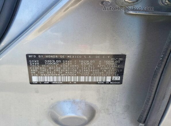 3HGGK5H44LM707554 2020 HONDA FIT Silver VIN sticker view