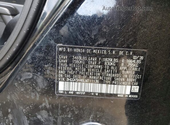 3HGGK5H46LM711136 2020 HONDA FIT Black Widok komory silnika