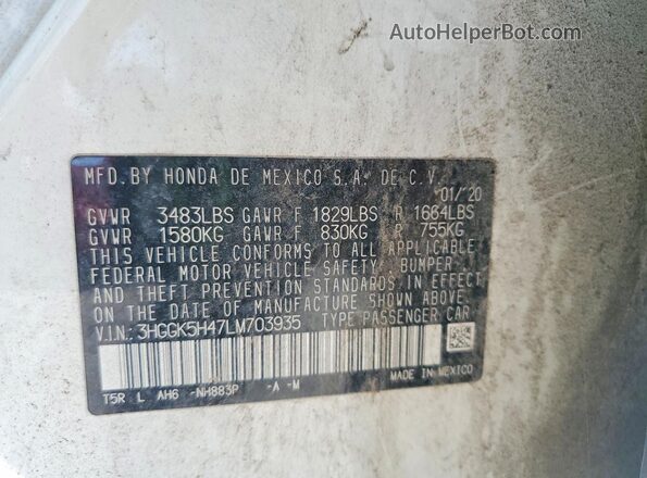 3HGGK5H47LM703935 2020 HONDA FIT White Widok komory silnika