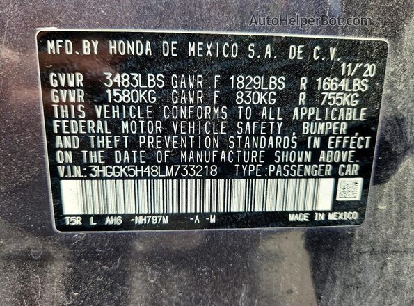 3HGGK5H48LM733218 2020 HONDA FIT Gray Vista del compartimento del motor
