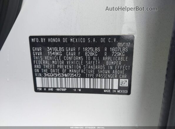 3HGGK5H53HM705472 2017 HONDA FIT Белый Вид подкапотного пространства