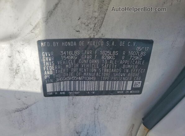 3HGGK5H55HM710849 2017 HONDA FIT White Vista del compartimento del motor