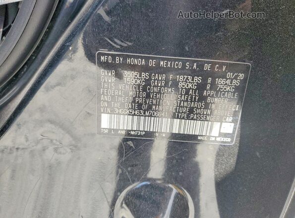 3HGGK5H63LM706641 2020 HONDA FIT Black Вид наклейки з VIN-кодом