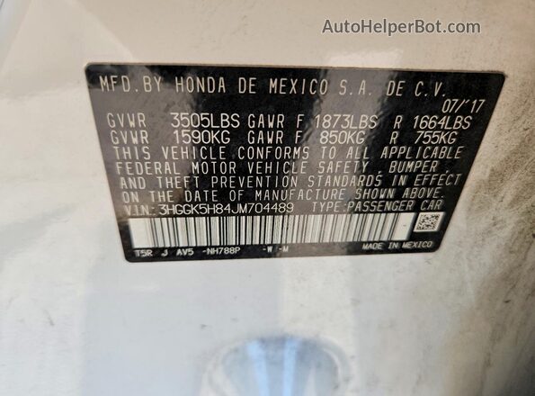3HGGK5H84JM704489 2018 HONDA FIT Белый Вид подкапотного пространства
