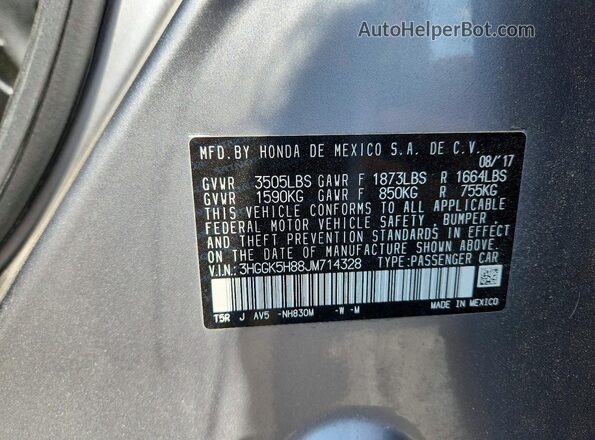 3HGGK5H88JM714328 2018 HONDA FIT Silver Вид підкапотного простору