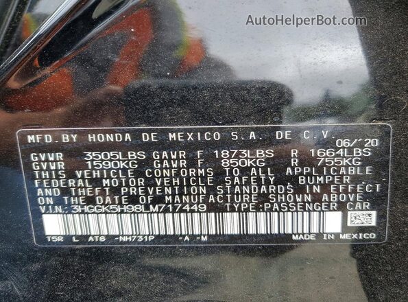 3HGGK5H98LM717449 2020 HONDA FIT Black 360 interior view