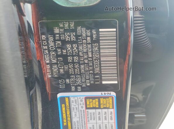 3KMJB3DE7SE019416 2025 HYUNDAI TUCSON Black VIN კოდის სტიკერის ხედი