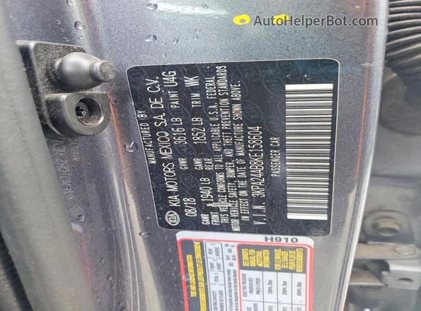 3KPA24AB8KE158604 2019 KIA RIO Gray Engine compartment view