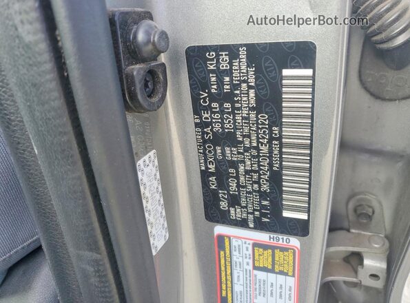 3KPA24AD1ME425120 2021 KIA RIO Gray Engine compartment view