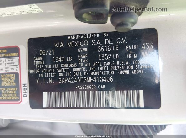 3KPA24AD3ME413406 2021 KIA RIO Silver ძრავის განყოფილების ხედი