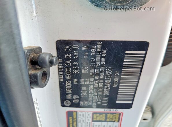 3KPA24AD4LE273557 2020 KIA RIO Белый Вид подкапотного пространства