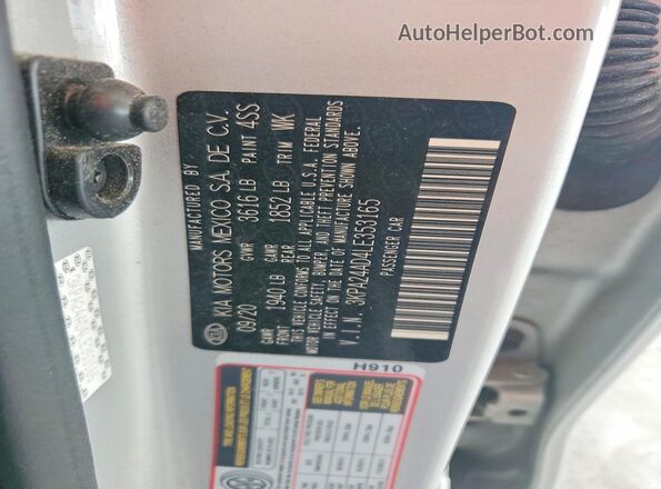 3KPA24AD4LE353165 2020 KIA RIO Silver Engine compartment view